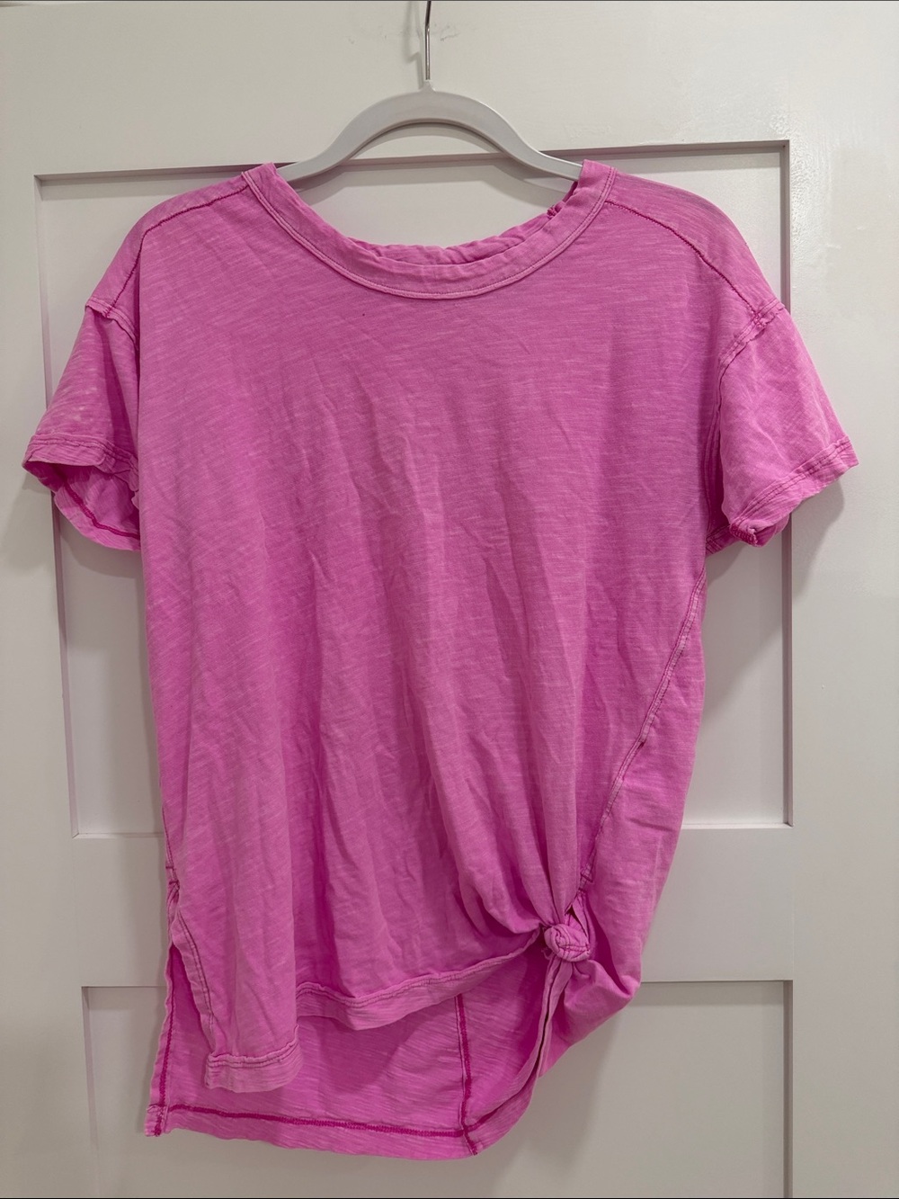 Pilcro Anthropologie Pink Slub Knit Side-Tie T-Shirt XXS Fits Like M